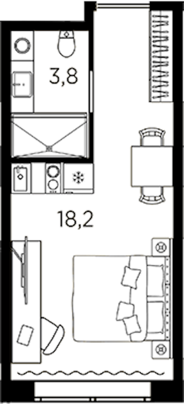 Квартира студия 22 м², 2/13 эт., ЖК «AVENIR Industrial»